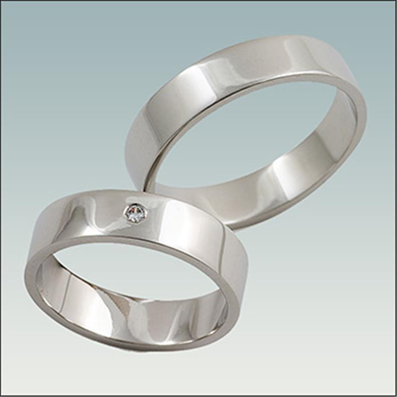 Poročni prstan iz belega zlata PB1